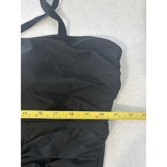 Torrid One Piece Swimsuit Black Ruched Lattice‎ Front Adjustable Straps Sz 4 - Picture 5 of 8